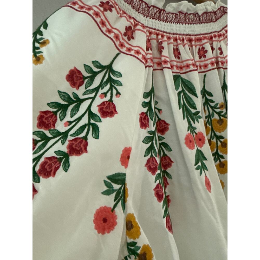Antonio Melani x Jen Sumko Plus Woven Nicci Embroidered Floral Top White Size 14 - Picture 11 of 12